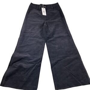 Takeover Stretch Wide‎ Leg Suede Denim Black Pants